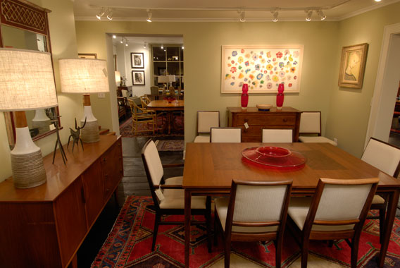 View of the pine plank room looking towards the front