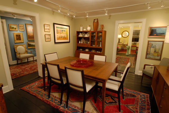 view of the pine plank room looking towards the back