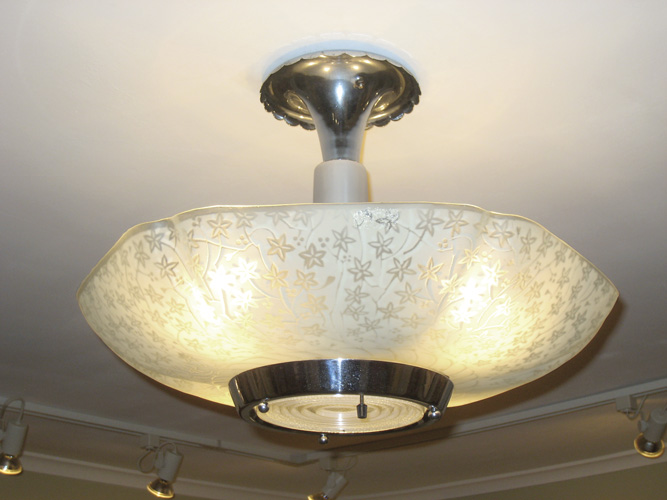 Frosted Glass and Chrome Ceiling Fixture