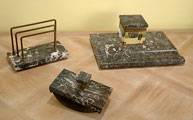 Marble and brass desk set