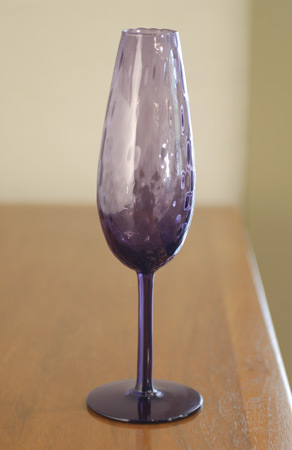 Hand blown purple champagne glass